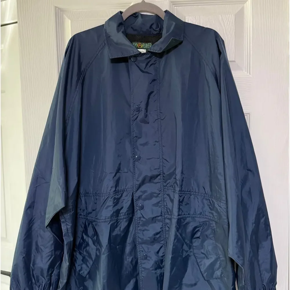AM Player Men's Blue Navy Zip/ Snap Windbreaker Jacket Size XL